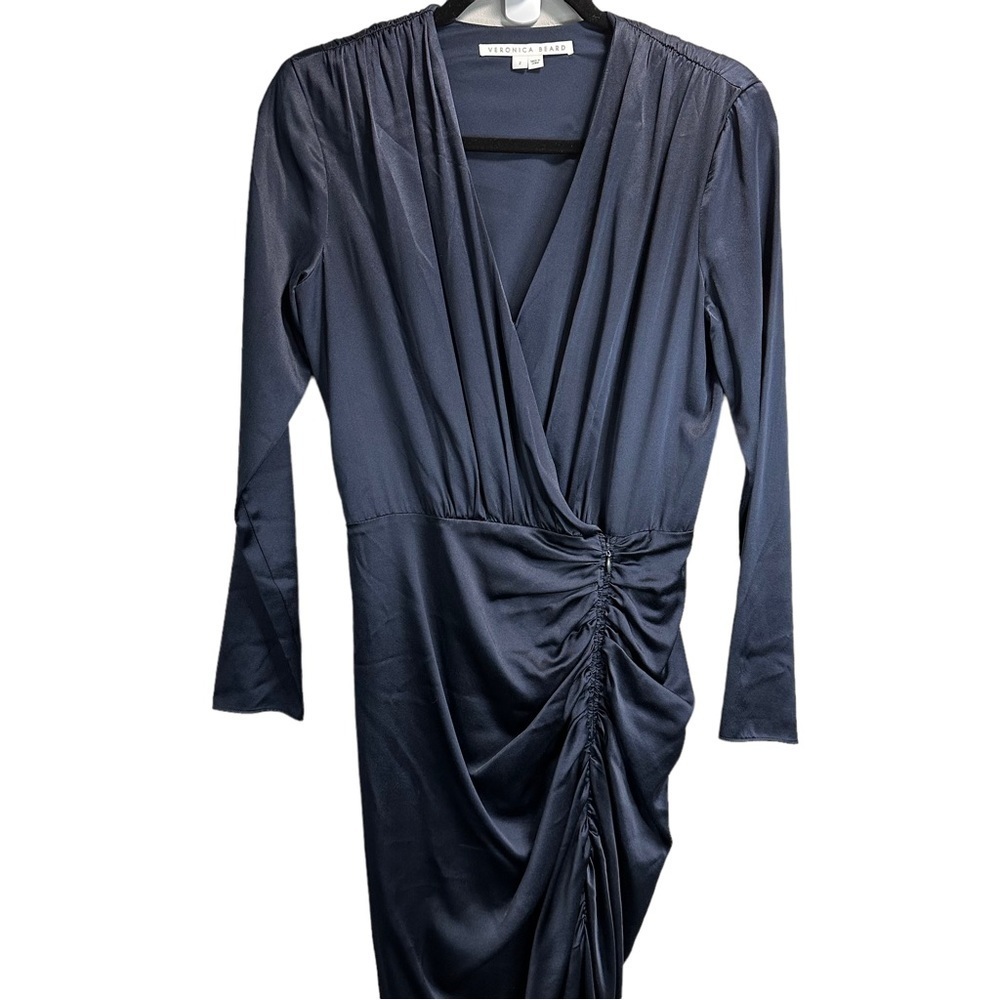 Veronica Beard Cameri Ruched Satin Midi Dress - Picture 8 of 12